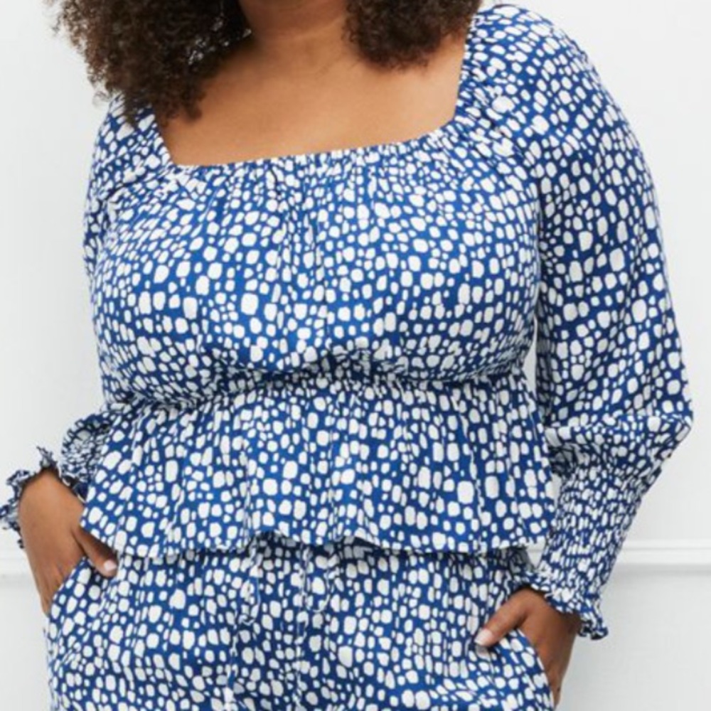 ELOQUII Elements Puff Sleeve Top With Peplum Size 22/24